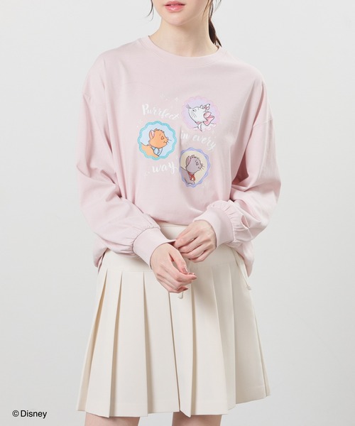 Honeys（ハニーズ）の「ディズニー／ゆるＴシャツ（Tシャツ/カットソー・レディース・ホワイト系1/ピンク系1/オートミール/スミクロ/サックスブルー系1・L/LL/M/S/SS）」の5枚目の写真