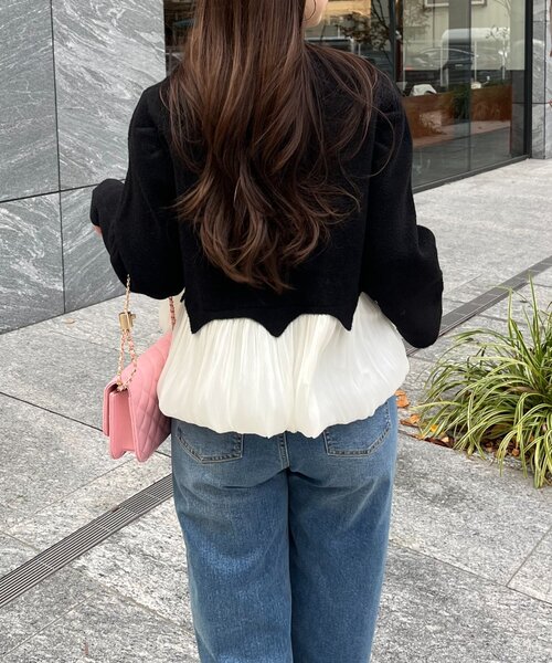 prose verse(プロズヴェール)の「裾バルーンパールボタンドッキングペプラムニット(カーディガン/ボレロ・レディース・ブラック・LARGE/MEDIUM)」の15枚目の写真