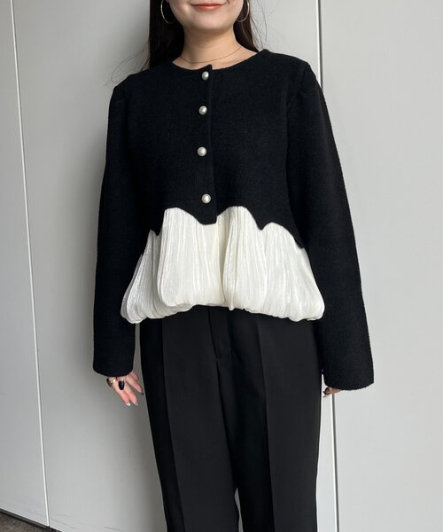 prose verse(プロズヴェール)の「裾バルーンパールボタンドッキングペプラムニット(カーディガン/ボレロ・レディース・ブラック・LARGE/MEDIUM)」の22枚目の写真