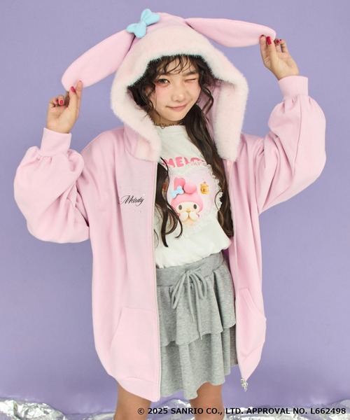 ANAP GiRL ×【 マイメロディ 】ファー耳付きフーディー ビッグ