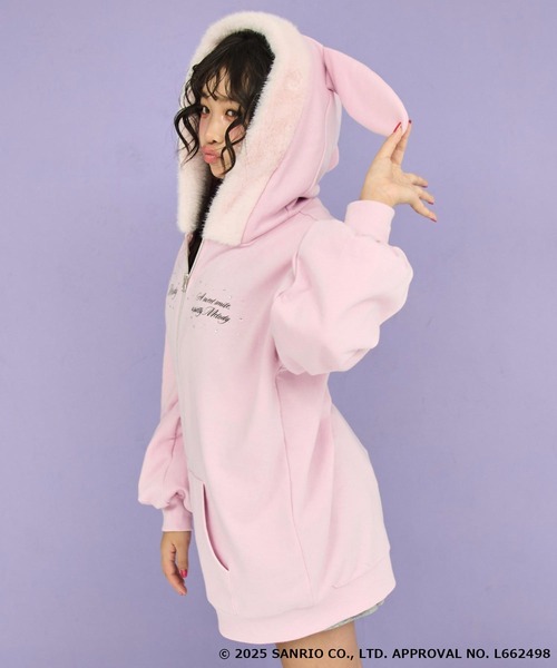 ANAP GｉRL（アナップガール）の「ANAP GiRL ×【 マイメロディ 】ファー耳付きフーディー ビッグ スウェット パーカー（パーカー・キッズ・ライトピンク・M/S/XS）」の3枚目の写真