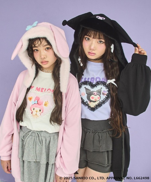 ANAP GｉRL（アナップガール）の「ANAP GiRL ×【 マイメロディ 】ファー耳付きフーディー ビッグ スウェット パーカー（パーカー・キッズ・ライトピンク・M/S/XS）」の10枚目の写真