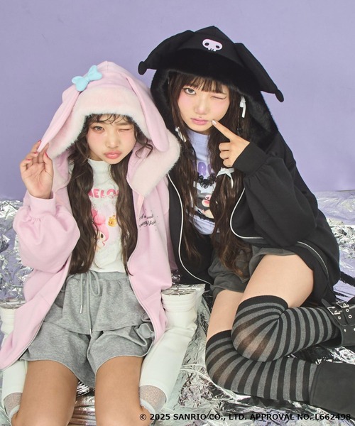 ANAP GｉRL（アナップガール）の「ANAP GiRL ×【 マイメロディ 】ファー耳付きフーディー ビッグ スウェット パーカー（パーカー・キッズ・ライトピンク・M/S/XS）」の11枚目の写真