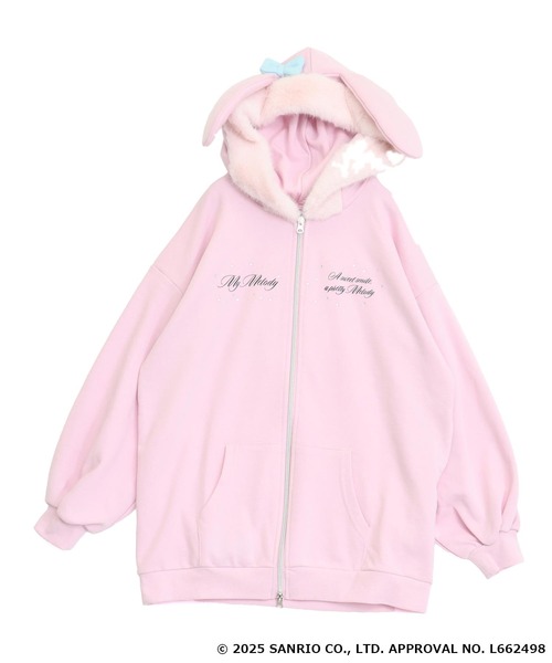 ANAP GｉRL（アナップガール）の「ANAP GiRL ×【 マイメロディ 】ファー耳付きフーディー ビッグ スウェット パーカー（パーカー・キッズ・ライトピンク・M/S/XS）」の14枚目の写真
