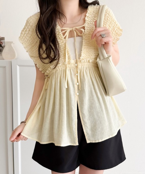 mily bilet(ミウィビレット)の「【mily bilet】ラフなのに品よく。体型カバー♪シアー楊柳 前後2wayノースリーブギャザーベストブラウス(シャツ/ブラウス・レディース・チャコール/アイボリー/ブルー・LARGE/MEDIUM/SMALL/X-LARGE)」の18枚目の写真