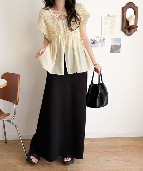 mily bilet(ミウィビレット)の「【mily bilet】ラフなのに品よく。体型カバー♪シアー楊柳 前後2wayノースリーブギャザーベストブラウス(シャツ/ブラウス・レディース・チャコール/アイボリー/ブルー・LARGE/MEDIUM/SMALL/X-LARGE)」の19枚目の写真