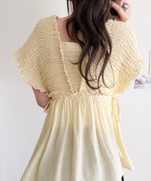 mily bilet(ミウィビレット)の「【mily bilet】ラフなのに品よく。体型カバー♪シアー楊柳 前後2wayノースリーブギャザーベストブラウス(シャツ/ブラウス・レディース・チャコール/アイボリー/ブルー・LARGE/MEDIUM/SMALL/X-LARGE)」の21枚目の写真