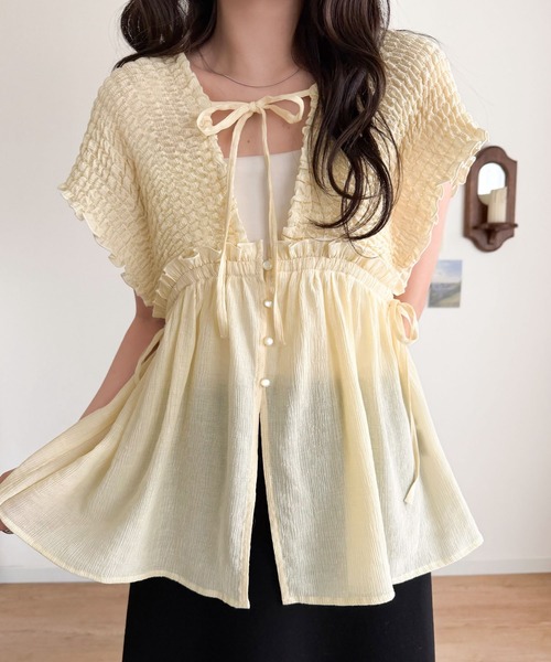 mily bilet(ミウィビレット)の「【mily bilet】ラフなのに品よく。体型カバー♪シアー楊柳 前後2wayノースリーブギャザーベストブラウス(シャツ/ブラウス・レディース・チャコール/アイボリー/ブルー・LARGE/MEDIUM/SMALL/X-LARGE)」の20枚目の写真