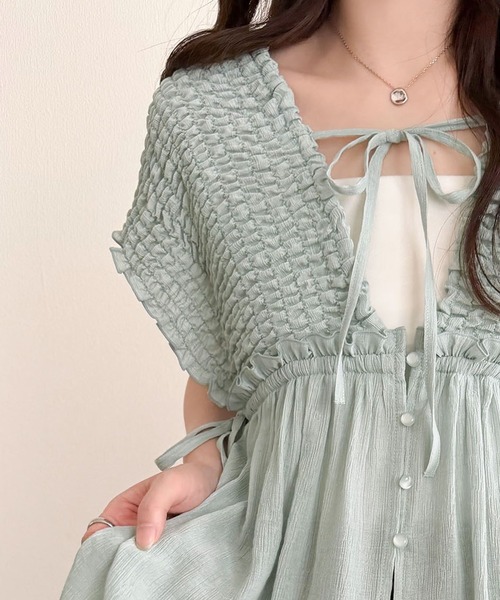 mily bilet(ミウィビレット)の「【mily bilet】ラフなのに品よく。体型カバー♪シアー楊柳 前後2wayノースリーブギャザーベストブラウス(シャツ/ブラウス・レディース・チャコール/アイボリー/ブルー・LARGE/MEDIUM/SMALL/X-LARGE)」の13枚目の写真