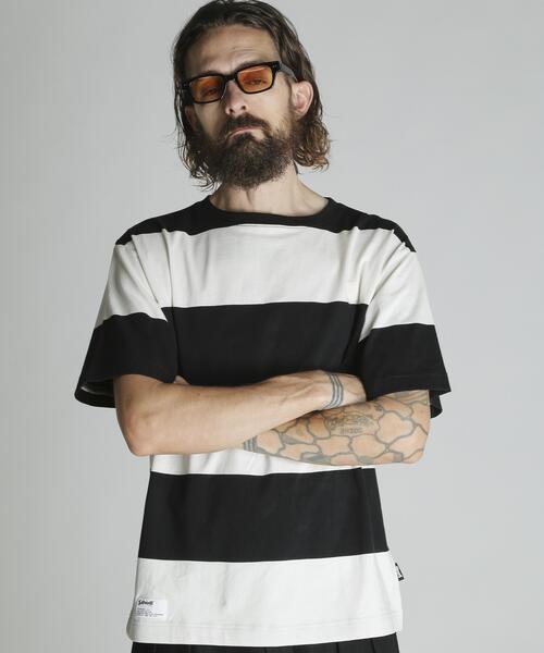 schott(ショット)の「Schott/ショット/WIDE BORDER T-SHIRT/ワイドボーダー Tシャツ(Tシャツ/カットソー・メンズ・ネイビー/マスタード/ブラック・M/L/XL/2XL)」の2枚目の写真