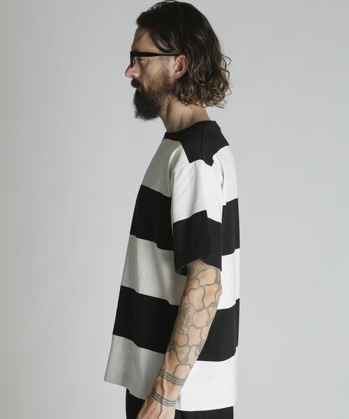 schott(ショット)の「Schott/ショット/WIDE BORDER T-SHIRT/ワイドボーダー Tシャツ(Tシャツ/カットソー・メンズ・ネイビー/マスタード/ブラック・M/L/XL/2XL)」の8枚目の写真