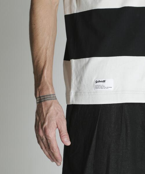 schott(ショット)の「Schott/ショット/WIDE BORDER T-SHIRT/ワイドボーダー Tシャツ(Tシャツ/カットソー・メンズ・ネイビー/マスタード/ブラック・M/L/XL/2XL)」の12枚目の写真