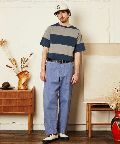 schott(ショット)の「Schott/ショット/WIDE BORDER T-SHIRT/ワイドボーダー Tシャツ(Tシャツ/カットソー・メンズ・ネイビー/マスタード/ブラック・M/L/XL/2XL)」の16枚目の写真