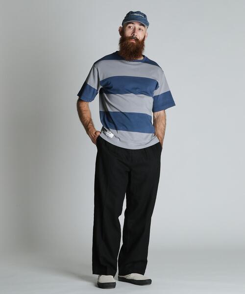 schott(ショット)の「Schott/ショット/WIDE BORDER T-SHIRT/ワイドボーダー Tシャツ(Tシャツ/カットソー・メンズ・ネイビー/マスタード/ブラック・M/L/XL/2XL)」の18枚目の写真