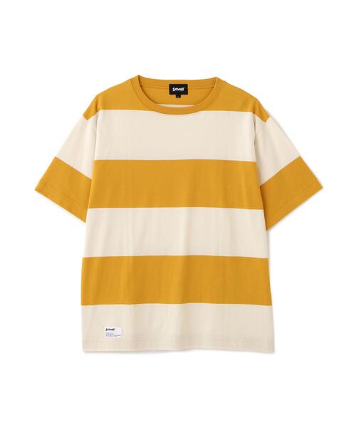 schott(ショット)の「Schott/ショット/WIDE BORDER T-SHIRT/ワイドボーダー Tシャツ(Tシャツ/カットソー・メンズ・ネイビー/マスタード/ブラック・M/L/XL/2XL)」の5枚目の写真