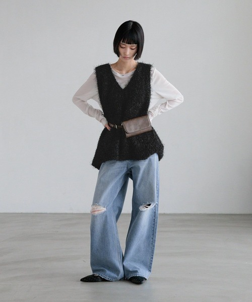 LOWRYS FARM（ローリーズファーム）の「チュールシャギーベスト　638101（ベスト・レディース・グレー/アイボリー/ブラック・FREE）」の12枚目の写真