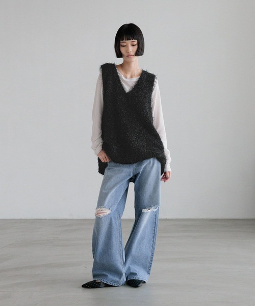 LOWRYS FARM（ローリーズファーム）の「チュールシャギーベスト　638101（ベスト・レディース・グレー/アイボリー/ブラック・FREE）」の13枚目の写真