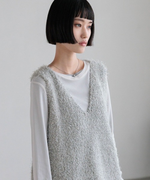 LOWRYS FARM（ローリーズファーム）の「チュールシャギーベスト　638101（ベスト・レディース・グレー/アイボリー/ブラック・FREE）」の20枚目の写真