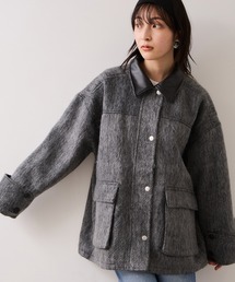 VIS | 【WEB限定】衿袖レザーシャギーアウター(カバーオール)