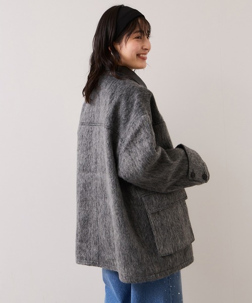 VIS（ビス）の「【WEB限定】衿袖レザーシャギーアウター（カバーオール・レディース・ダークブラウン/チャコールグレー・FREE）」の17枚目の写真