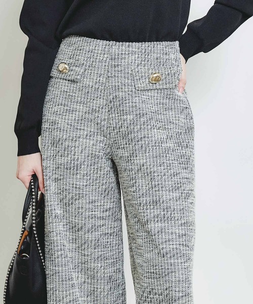 PICCIN(ピッチン)の「ストレッチツイードワイドパンツ(その他パンツ・レディース・ベージュ/ブラック・S/M)」の2枚目の写真