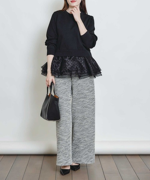 PICCIN(ピッチン)の「ストレッチツイードワイドパンツ(その他パンツ・レディース・ベージュ/ブラック・S/M)」の19枚目の写真