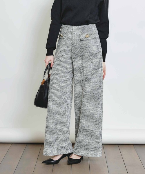 PICCIN(ピッチン)の「ストレッチツイードワイドパンツ(その他パンツ・レディース・ベージュ/ブラック・S/M)」の15枚目の写真