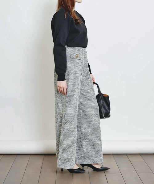 PICCIN(ピッチン)の「ストレッチツイードワイドパンツ(その他パンツ・レディース・ベージュ/ブラック・S/M)」の11枚目の写真