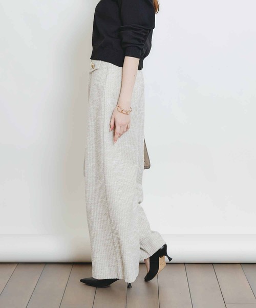 PICCIN(ピッチン)の「ストレッチツイードワイドパンツ(その他パンツ・レディース・ベージュ/ブラック・S/M)」の8枚目の写真
