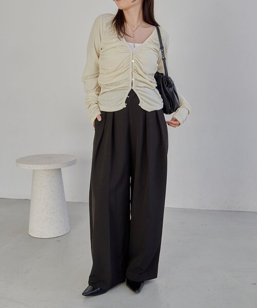 CAPRICIEUX LE'MAGE（カプリシューレマージュ）の「パイピングドレープカーディガン（Tシャツ/カットソー・レディース・ホワイト系その他/ベージュ/チャコールグレー・FREE）」の10枚目の写真