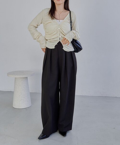 CAPRICIEUX LE'MAGE（カプリシューレマージュ）の「パイピングドレープカーディガン（Tシャツ/カットソー・レディース・ホワイト系その他/ベージュ/チャコールグレー・FREE）」の13枚目の写真