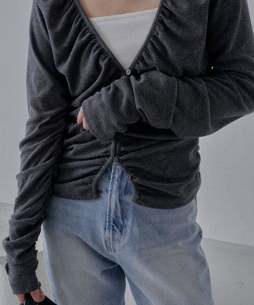 CAPRICIEUX LE'MAGE（カプリシューレマージュ）の「パイピングドレープカーディガン（Tシャツ/カットソー・レディース・ホワイト系その他/ベージュ/チャコールグレー・FREE）」の17枚目の写真