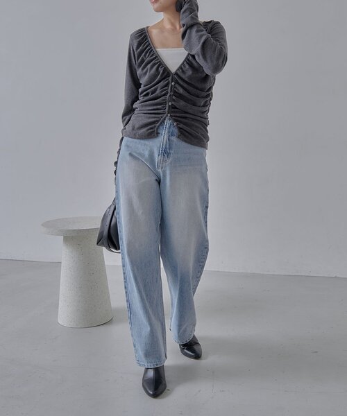 CAPRICIEUX LE'MAGE（カプリシューレマージュ）の「パイピングドレープカーディガン（Tシャツ/カットソー・レディース・ホワイト系その他/ベージュ/チャコールグレー・FREE）」の19枚目の写真