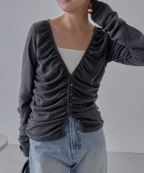 CAPRICIEUX LE'MAGE（カプリシューレマージュ）の「パイピングドレープカーディガン（Tシャツ/カットソー・レディース・ホワイト系その他/ベージュ/チャコールグレー・FREE）」の20枚目の写真