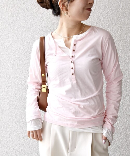 SHIPS any:〈手洗い可能〉シアー コットン ヘンリーネック プル