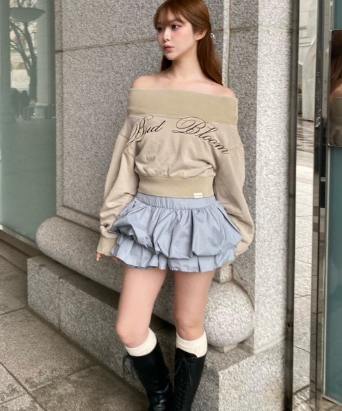 RAY CASSIN（レイカズン）の「【セットアップで着られる】ピグメントオフショルショートスウェット（スウェット・レディース・ブラウン系その他2/グレー/ベージュ系その他2・FREE）」の13枚目の写真