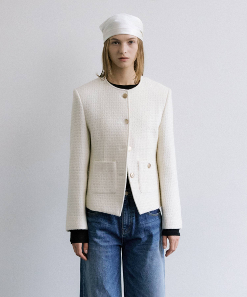 MAIS（マイス）の「SHINING CLASSIC TWEED JACKET / IVORY（テーラードジャケット・レディース・アイボリー・FREE）」の5枚目の写真