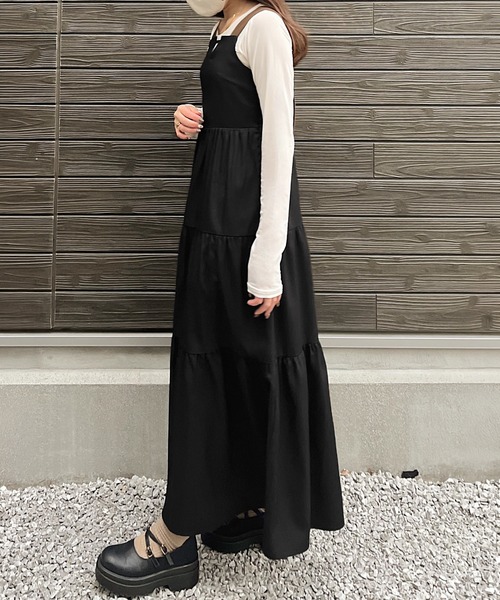 junoah(ジュノア)の「バイカラーティアードキャミワンピース(ワンピース・レディース・ライトベージュ/ブラック/ダークベージュ・LARGE/MEDIUM/SMALL)」の10枚目の写真