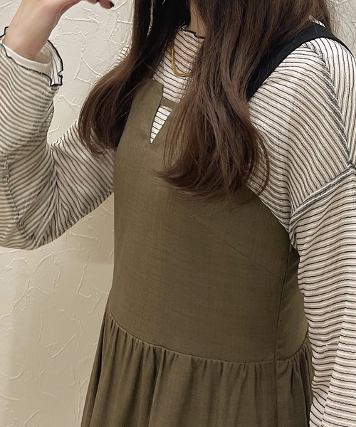 junoah(ジュノア)の「バイカラーティアードキャミワンピース(ワンピース・レディース・ライトベージュ/ブラック/ダークベージュ・LARGE/MEDIUM/SMALL)」の14枚目の写真