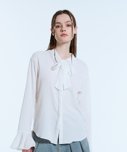 LARTIGENT(ラーティゼン)の「L11 TIE BLOUSE(WHITE)(シャツ/ブラウス・レディース・その他・FREE)」の1枚目の写真