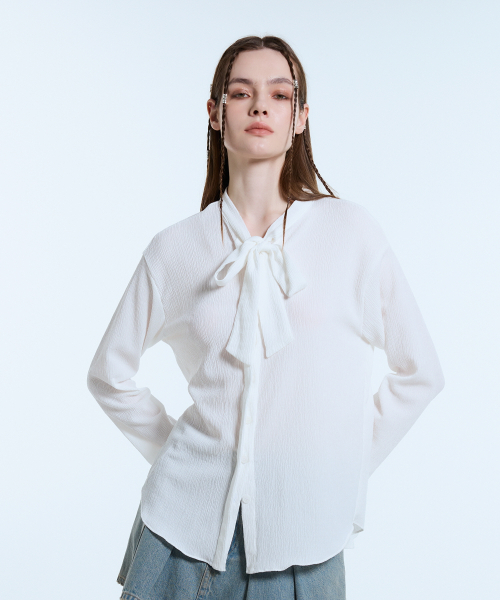 LARTIGENT(ラーティゼン)の「L11 TIE BLOUSE(WHITE)(シャツ/ブラウス・レディース・その他・FREE)」の2枚目の写真