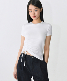 ウィメンズテンセルサイドルチッドTシャツ[ホワイト]