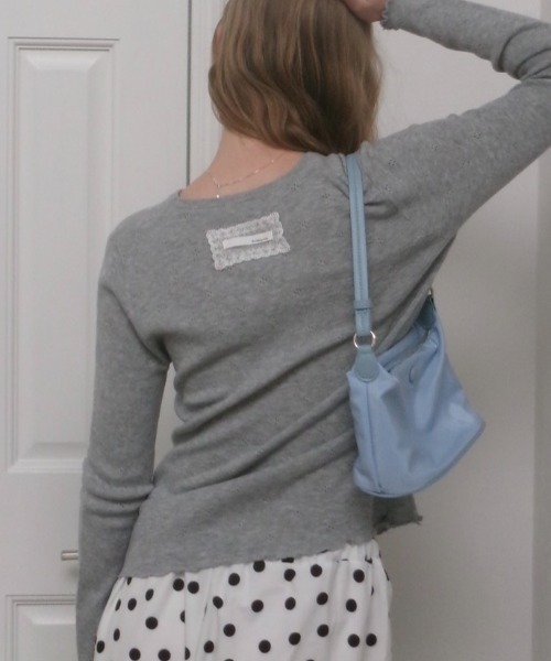 Birthday room(バースデイルーム)の「レースタグパターンメッシュカットソー/Lace tag pattern mesh top(Tシャツ/カットソー・レディース・グレー/アイボリー・FREE)」の2枚目の写真