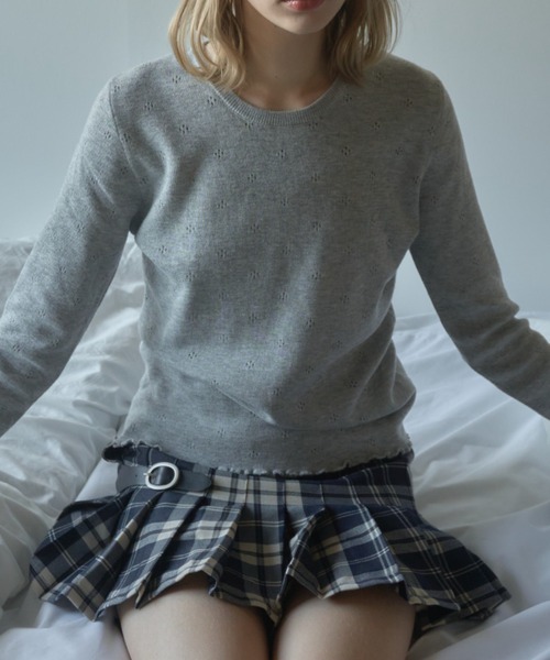 Birthday room(バースデイルーム)の「レースタグパターンメッシュカットソー/Lace tag pattern mesh top(Tシャツ/カットソー・レディース・グレー/アイボリー・FREE)」の12枚目の写真