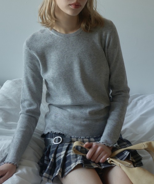 Birthday room(バースデイルーム)の「レースタグパターンメッシュカットソー/Lace tag pattern mesh top(Tシャツ/カットソー・レディース・グレー/アイボリー・FREE)」の16枚目の写真