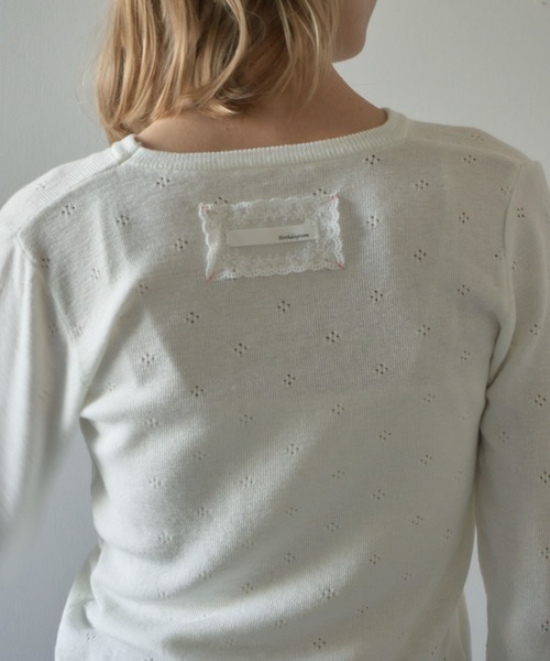 Birthday room(バースデイルーム)の「レースタグパターンメッシュカットソー/Lace tag pattern mesh top(Tシャツ/カットソー・レディース・グレー/アイボリー・FREE)」の4枚目の写真