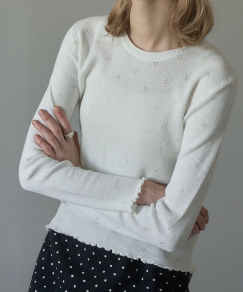 Birthday room(バースデイルーム)の「レースタグパターンメッシュカットソー/Lace tag pattern mesh top(Tシャツ/カットソー・レディース・グレー/アイボリー・FREE)」の5枚目の写真