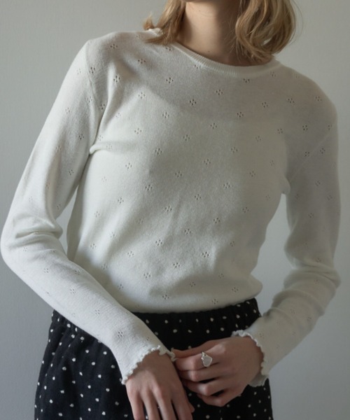 Birthday room(バースデイルーム)の「レースタグパターンメッシュカットソー/Lace tag pattern mesh top(Tシャツ/カットソー・レディース・グレー/アイボリー・FREE)」の3枚目の写真