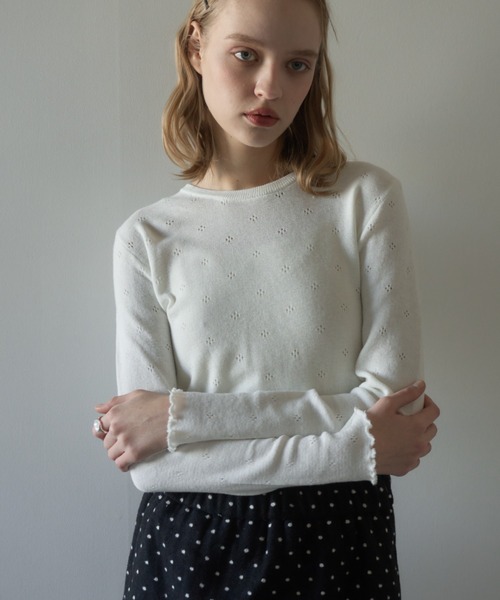 Birthday room(バースデイルーム)の「レースタグパターンメッシュカットソー/Lace tag pattern mesh top(Tシャツ/カットソー・レディース・グレー/アイボリー・FREE)」の10枚目の写真