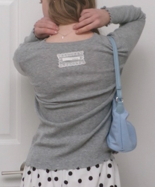 Birthday room（バースデイルーム）の「レースタグパターンメッシュカットソー/Lace tag pattern mesh top（Tシャツ/カットソー・レディース・グレー/アイボリー・FREE）」の17枚目の写真